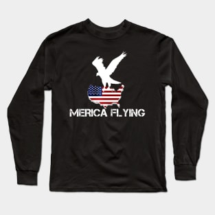 Merica Flying 4th of july american party Gift Edit Long Sleeve T-Shirt